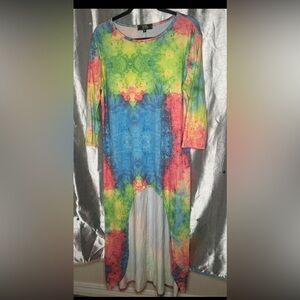L&B Colorful Tie-Dye Long Sleeve Dress
